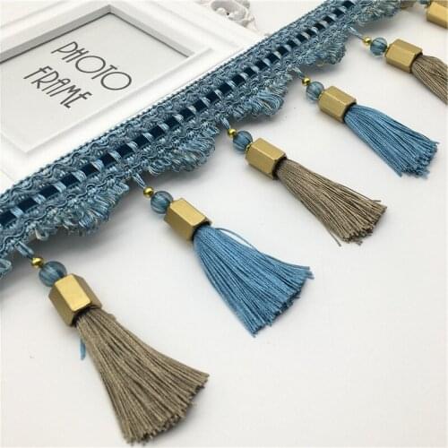 European Style Curtain Lace Decorative High Grade Curtain Head Decorative Pedent Rayon Tassel Fringe Ball Curtain Beads Trim