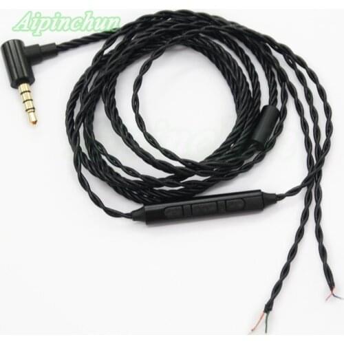 Aipinchun PVC Headphone Repair Cable DIY Headset Replacement Wire with Mic Volume Controller Black L bending Jack