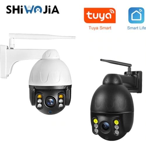 SHIWOJIA Tuya Camera WIFI PTZ Dome 1080P 4X Digital Zoom IP67 Waterproof Outdoor Wireless Security Video Surveillance Smart Life