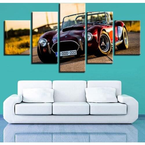 5 Panel Red Sports Car HD Printed Canvas Painting Wall Art Modular Poster Pictures Home Decoration Living Room Modern Frame