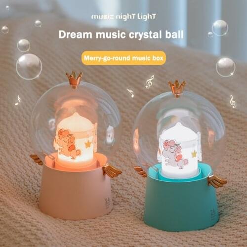 Creative LED Rotating Music Night Lamps Multifunctional Night Lamps Birthday Holiday Gift Princess Prince Atmosphere USB Light