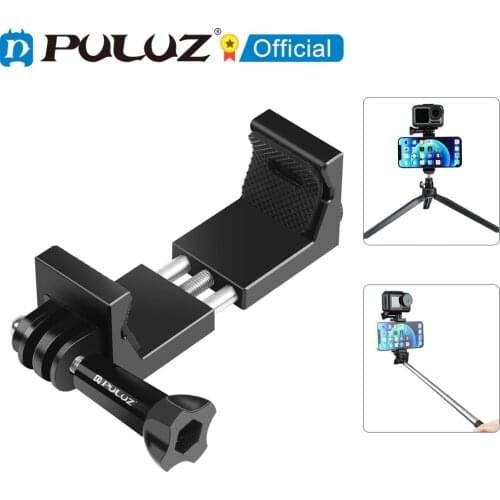 PULUZ Vlogging Live Broadcast Aluminum Alloy Clamp Bracket with Screw for iPhone/ Samsung/ GoPro/ DJI Osmo Action Sport Camera