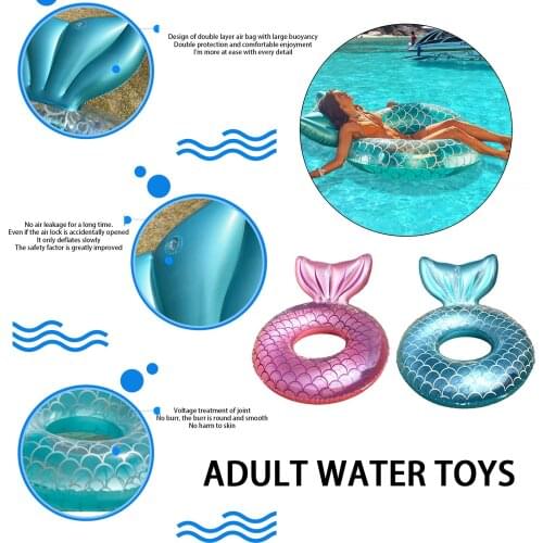 Summer Mermaid With Backrest Pool Inflatable Swimming Ring Adult Swimming Laps Pool Floating Ring Swimming Pool Beach Party Toys