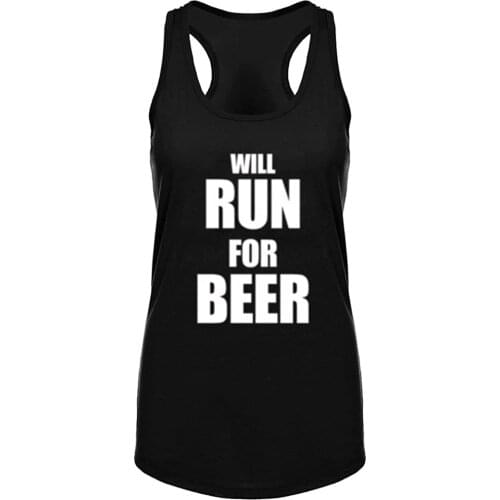 Lyprerazy Womens Will Run for Beer Fitness Racerback Workout Tank Tops Summer Funny Letter Print Tank Top