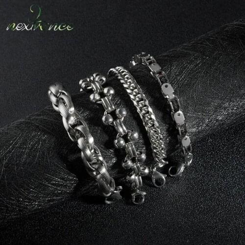 Nextvance Men Bracelet Stainless Steel Bangle Power Chain Motorcycle Boy Bracelets On Hand Unisex Wrist Wholesale Jewelry Gift