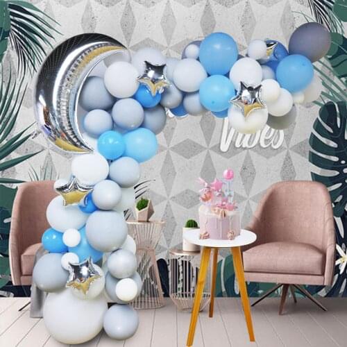 Gray Blue Latex Balloon Chain Set Birthday Company Anniversary Annual Meeting Wedding Celebration Decoration Supplies