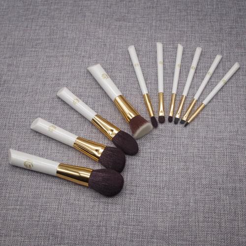 10pcs Professional Handmade Make Up Brush Kit Face Powder Eye Shadow Brow Lip Brush Soft Saikoho Goat Hair Makeup Brushes Set