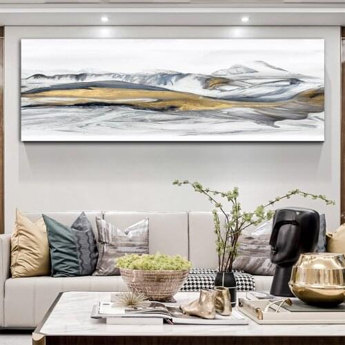 CHENFART Abstrat Gold Mountain Landscape Wall Pictures Canvas Print Oil Painting for Living Room Bedroom Poster Home Decor