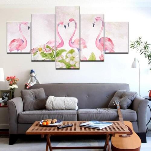 Wall Art artwork watercolor flower Canvas Painting Animal Bird Pink Flamingo Home Decor Living Room Picture Print Poster Mural
