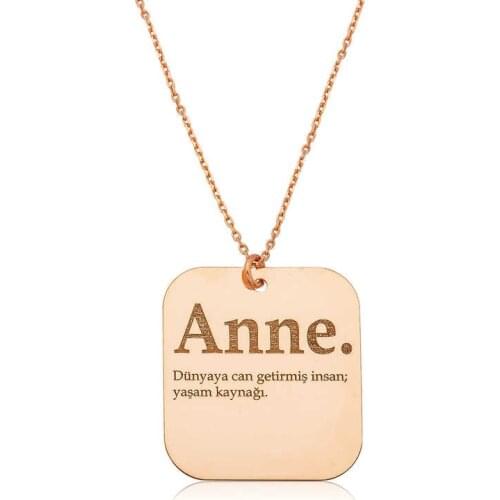 Real Silver 925 Jewelry Silver Mother Writing Plate Lady Necklace