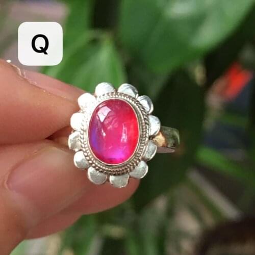 2020 new s925 silver ring female open small flower woman ring natural moonstone labradorite small fresh and lovely female ring