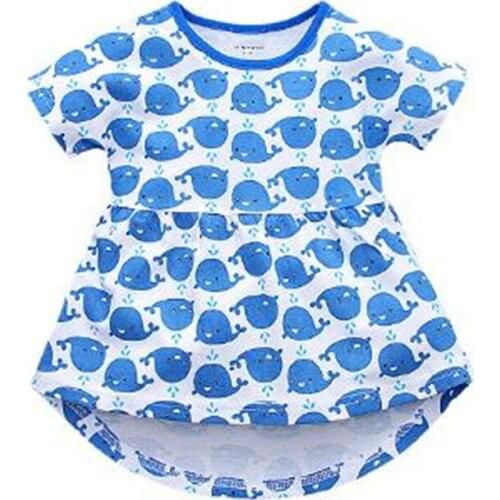 Little Maven Brand New Girls Summer Short O-neck Fashion Whales Quality Cotton Cute Casual Knitted Mini Dresses