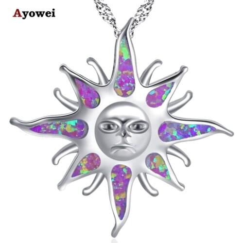 Ayowei Top quality for friendship party blue fire opal silver 925 Pendant Necklaces for women fashion jewelry OP773A