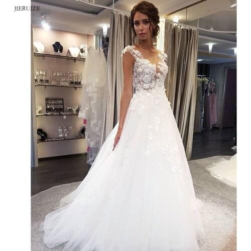 JIERUIZE White Lace Appliques Short Wedding Dresses V-neck Beaded Cheap Short Wedding Gowns Bride Dress robe de soiree