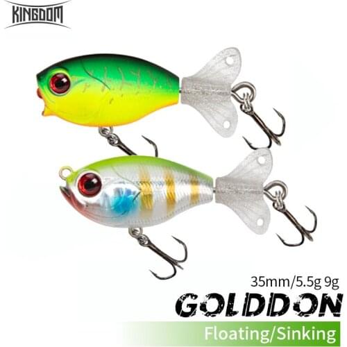 KINGDOM GOLDPOP Fishing Popper 35mm 5.5g 9g Sinking Floating Fishing Lure Artificate Biat Lure Mini Popper Topwater Wobbers Bait