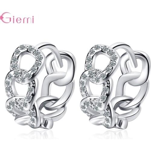 Simple Fashion Micro Pave AAA Zirconia Hoop Earring Female Fine Jewelry 925 Sterling Silver Gift Brincos Party Supplies