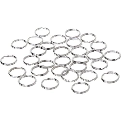 30Pcs/Bag 15mm Key Ring Stainless Steel Split Keychain EDC Round Loop Hoop Buckle Climbing Accessories