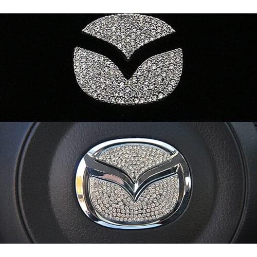 Steering Wheel Bling Crystal Diamond Emblem Car Sticker for Mazda 3 6 2 CX-3 CX-4 CX5 CX9 CX3 CX4 CX-5 CX-9 2015-2020