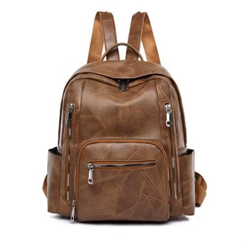 Travel Backpack Purse for Women PU Leather Anti Theft Large Ladies Fashion Bags Female Zipper Backpack