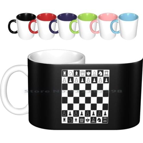 Chess Ceramic Mugs Coffee Cups Milk Tea Mug Chess Chess Board Pop Art Fashion Streetwear Home Décor Chess Pieces Black And