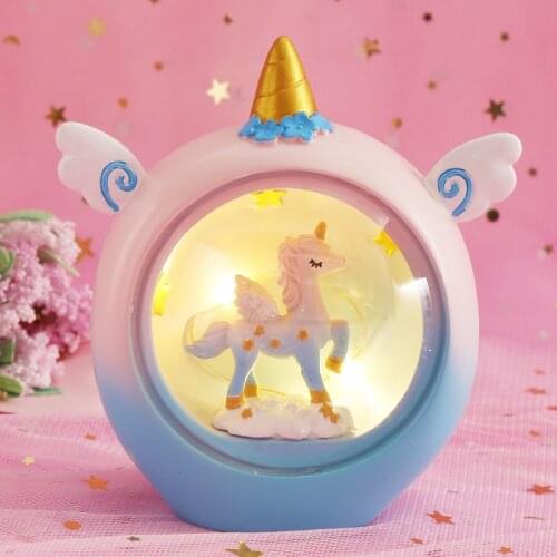 Cute Resin Unicorn Star Moon Appease Ornaments Glow Night Light Feeding Light Baby Sleeping Child Toy Kids Birthday Gift Statue