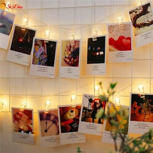 1.5M/3M/6M LED Battery Powered Photo Clip Fairy String Light Christmas Garland Wedding Party Holiday Outdoor Tree Light 6z