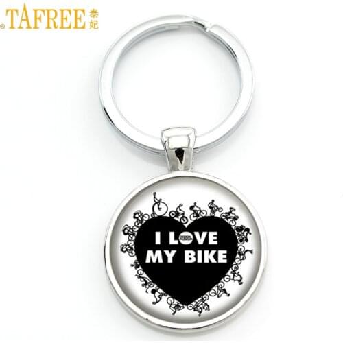TAFREE Brand I Love My Bike keychain vintage bicycle bike art Cycling sports lover key chain ring holder men women jewelry SP426