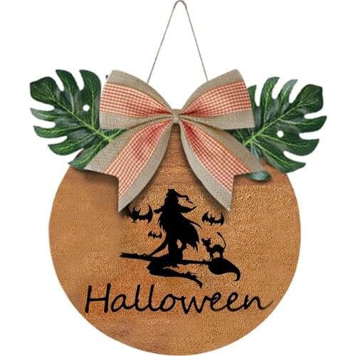 Halloween home decoration wooden door listing ornaments pumpkin witch party scene layout decoration wooden door listing