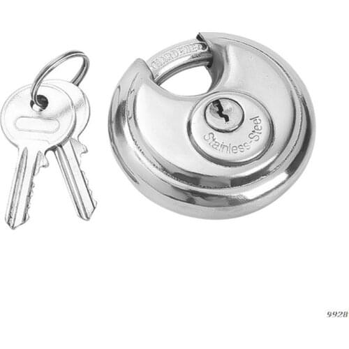 Stainless Steel Discus Lock Padlock Anti-theft Window Padlock Warehouse Padlock with 2 Keys Waterproof and Rustproof