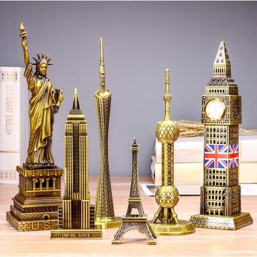 World famous Eiffel Tower landmark building metal model of Big Ben birthday gift ornaments home decoration accessories statue