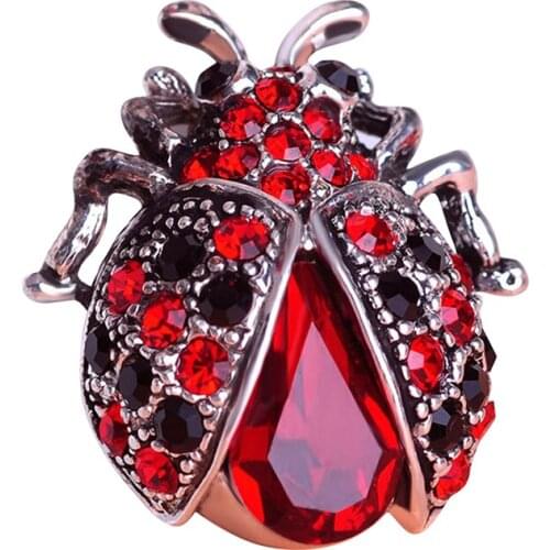 High Quality Handmade Insect Oil Brooch Fashion Animal Rhinestone Brooch Female Ladybug Jewelry Brooch