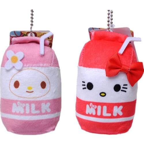 Japanese Anime Cartoon KT Cat Milk Can Melody Milk Box Soft Stuffed Plush Doll Pink Red Pendant Girls Holiday Gift
