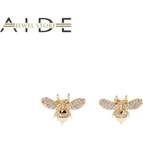 Aide 925 Sterling Silver Cute Korean INS Insect Bee Earrings For Women Girls oorbellen zilver 925 Mini Stud Earring Jewerly Gift