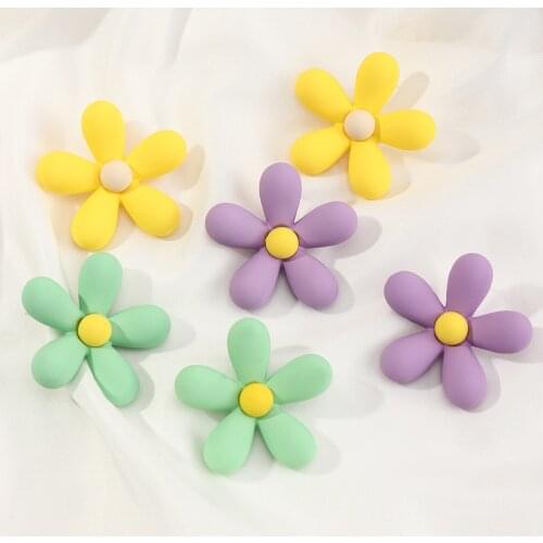 Fashion Summer Ins Resin Earrings for Women Alloy Candy Color Flowers Sweet and Lovely Earrings Jewelry for Girls