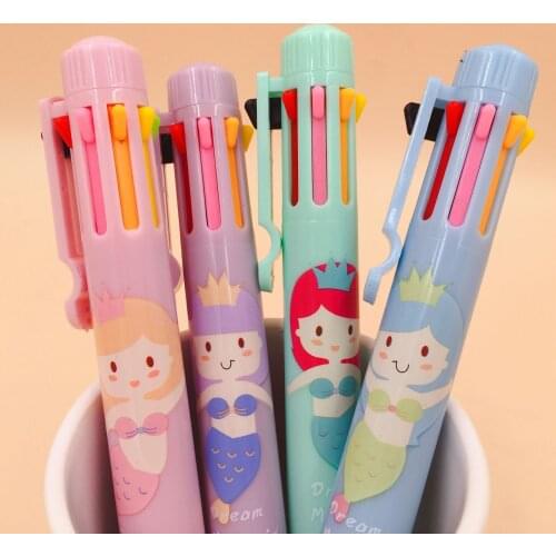 1 pcs/1lot Kawaii Ballpen 8 color Cartoon Mermaid Ballpoint Pens Pens School Stationery Writing Supplies Office Supplies 0.5mm