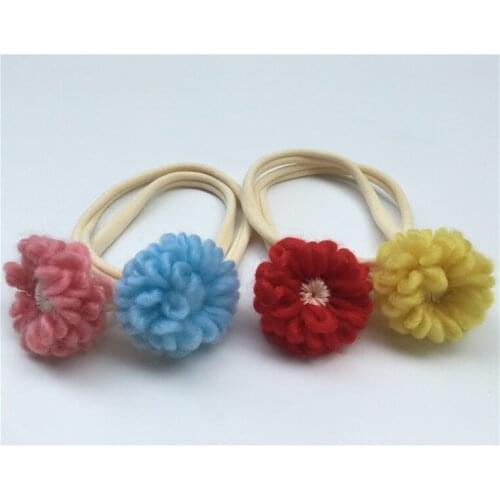 1 PCS Fashion Handmade Knitting Wool Flower Infant Elastic Nylon Headband DIY Clothing Decoration Kids Hair Accessories 4 Colors