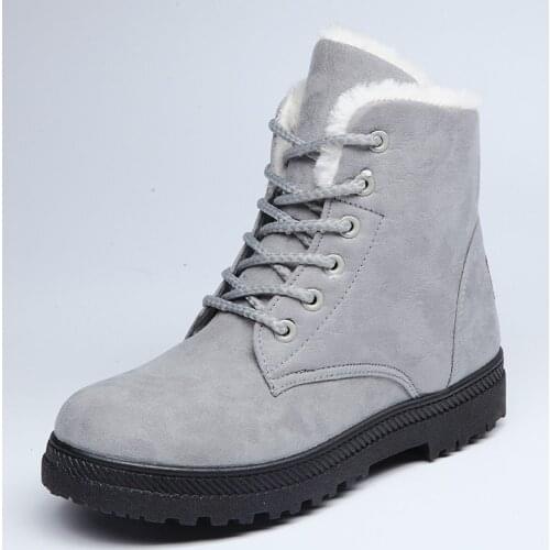 2020 Winter Ladies Snow Boots Warm N Fur Plush Insoles Female Flat with Martin Boots Plus Cotton Boots Womens Cotton Shoes