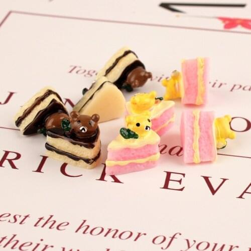 3Pcs Slime Charms Bear Triangle Cake Slime Accessories Beads Making Supplies With Drawstring Pouch For DIY Crafts Scrapbooki