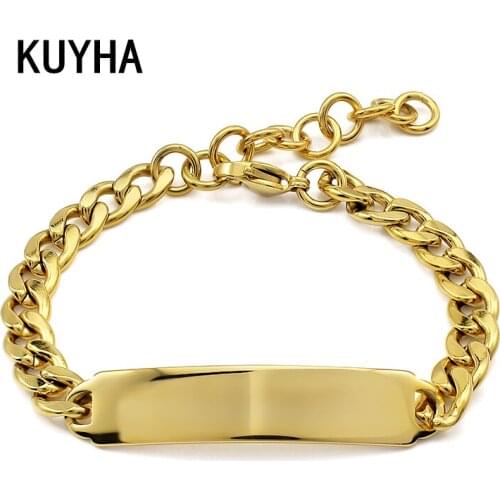 316L Stainless Steel Punk Rock Bracelet Chain ID Bangle Fashion Jewelry Wholesale High Quality Women Men Pulseiras