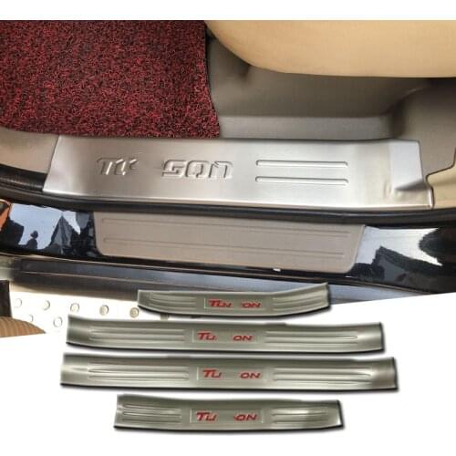 4 Pcs Car ABS Chrome Inner Door Sill Cover Pedal Scuff Threshold Guards Trim For Hyundai Tucson 2015 - 2019