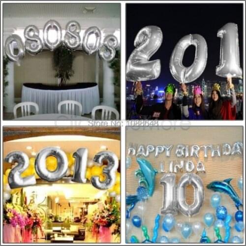 40 inches Super Big Number Balloons Golden Silver Helium Globos for Party Wedding Birthday Decorations Kids Foil Baloon Numbers