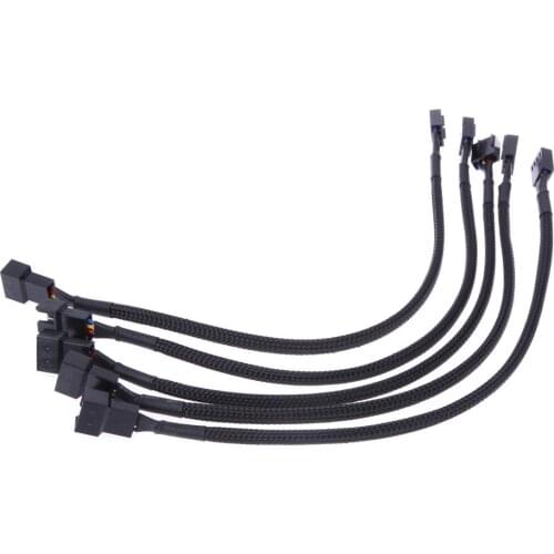 5PCS/lot Fan Splitter 4pin Adapter Cable 1 to 4 Computer CPU Fan Splitter PC Fan Extension Power Cable 12in