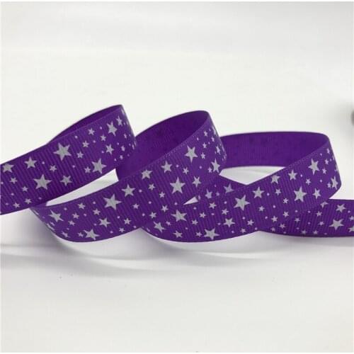 5 Yards/lot 5/8'' (15mm) Purple Printing Star Grosgrain Ribbon Hair Bow Party Christmas Wedding Decoration DIY Sewing Craft