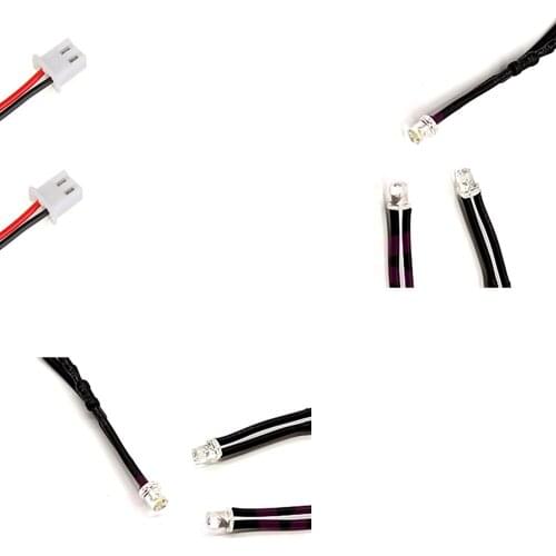 50Pcs 3V 5V 6V 9V 12V Flat Head Clear 3mm Pre-wired LED With 20cm Red&Black Wire And XH2.54 Plug, Light=Warm White