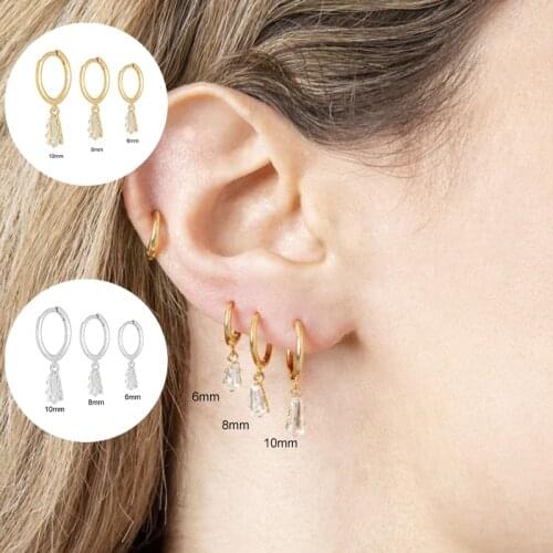 GS S925 Sterling Silver Cubic Zircon Hoop Earrings For Unisex lovers' Engagement Gifts Fine Jewelry Classic Pendant Earring