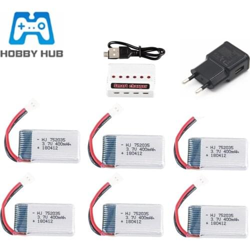 Lipo Battery 3.7v 400mAh + 6 in 1 usb charger for JJRC H31 JJRC H43hw RC Drone Parts