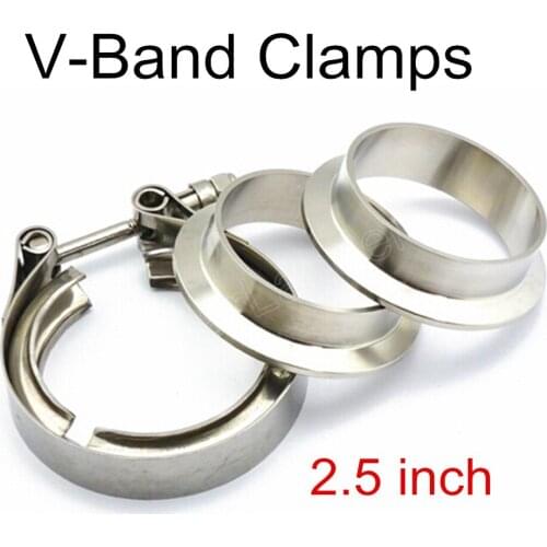 Car accessory V-Band clamp and flange Kit 2.5" inch Stainless Steel For turbo exhaust downpipe free shipping