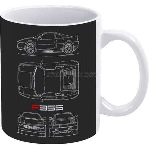 The F355 Blueprint White Mug Vintage Mug New Unisex Size Mug F355 F355 Blueprint Car Classic Car Sports Car Super Car Supercar