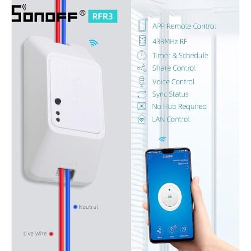 SONOFF RFR3 RF R3 WIFI Switch Light 433Mhz Remote Control Ewelink Wireless Smart Switch Work with Google Home Alexa Compatible