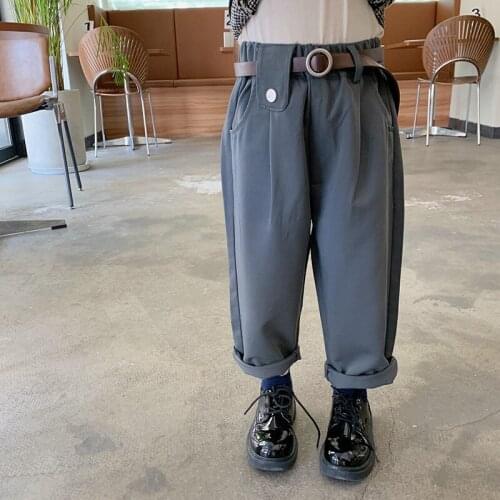 Pants drawstring loose full solid length cotton casual new fashion simple spring summer unisex children clothes for kids